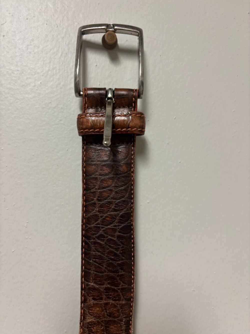 Leather alligator skin belt